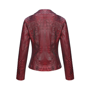 Blouson en cuir PU pour homme, style motard, col montant, fermeture éclair, coupe ajustée, pour l'automne, manches classiques, couleur unie - Product Image 4