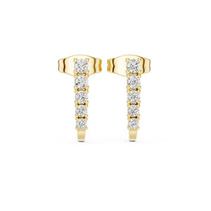 Boucles d'oreilles de fiançailles en or jaune 14 carats avec diamant rond cultivé en laboratoire pour femmes |   Nouveau diamant cultivé - Product Image 1