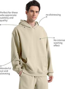 เสื้อฮู้ดดี้โอเวอร์ไซส์ผู้ชาย สีพื้น ผ้าฝ้ายเฟรนช์เทอร์รี่ สวมใส่สบาย มีกระเป๋าหน้า - Product Image 2