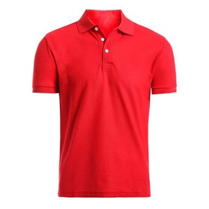 เสื้อโปโลแขนสั้นสีแดงสำหรับผู้ชาย ผ้าถักจากฝ้าย 100% สไตล์ลำลอง ทรงปกติ สีพื้น ปกติดกระดุม - Product Image 6