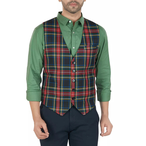 Mens Plaid Casual Cotton Tweed Waistcoats Vests for Men Mens Traditional Tartan Waistcoat Stylish Plaid Vest For Wedding - Product Image 2
