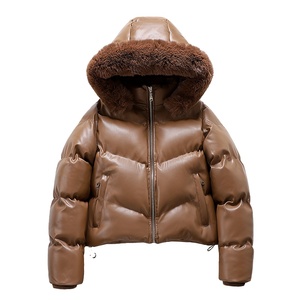 Manteaux d'hiver pour femmes en cuir Pu rembourré veste à bulles Crop Puffer vestes et manteaux pour femmes 2026 - Product Image 5