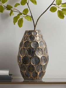 Vase de table moderne en métal argenté avec glaçure transparente et silhouette unique pour la décoration intérieure - Product Image 6