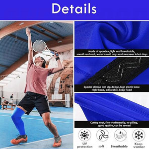 Manchons de compression longs pour les jambes, pour hommes et femmes, couvre-jambes athlétiques extensibles pleine longueur pour la course à pied et le cyclisme - Product Image 5