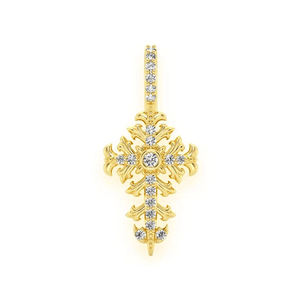Vintage Religious 14K <b>Solid</b> <b>Gold</b> Hip Hop <b>Pendant</b> Necklace Sparkling Natural Diamond Jesus Filigree Cross Fine <b>Pendants</b> Charms - Product Image 1