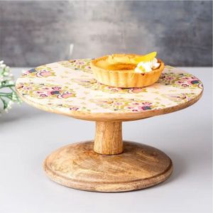 Soporte Redondo de Madera Ecológico para Tartas, Plato de Bambú para Postres, Bandeja para Servir, Decoración de Mesa para Bodas y Fiestas de Cumpleaños - Product Image 4