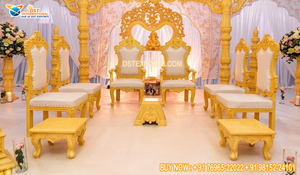 Ensemble de chaises de mandap pour mariage indien du sud, style traditionnel, chaises de mandap pour mariage indien, design unique, ensemble de chaises de vidhi pour mariage, États-Unis - Product Image 3