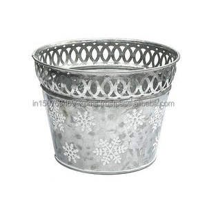 Jardinière de Noël galvanisée de conception spéciale et seau en métal avec motif d'arbre de Noël Jardinière décorative de jardin avec logo privé - Product Image 5