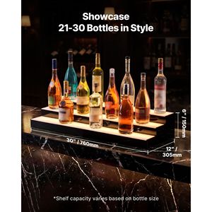 LED Lighted 3-Tier 30-inch Acrylic Home Bar Shelf Display RF Remote App Control Illuminated <b>Wine</b> Rack for Liquor Bottle Display - Product Image 4