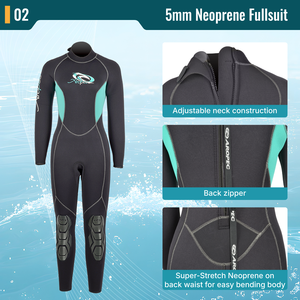 Combinaison de plongée en néoprène AROPEC 5 mm pour femme, combinaison intégrale avec fermeture éclair aux chevilles |   Combinaison de plongée professionnelle OEM/ODM pour la pêche au lance-pierre - Product Image 3