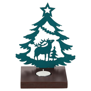 Adorno Navideño de Reno para Árbol de Navidad, Portavelas Decorativo de Madera Verde para Velas de Té, Decoración Festiva para el Hogar y la Oficina - Product Image 1