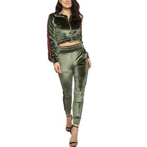 Womens Tracksuit Set 2 Piece Slim Fit Velour Velvet Casual Zip up Hoodie Jacket Sweatsuit and Sweatpants - Product Image 4