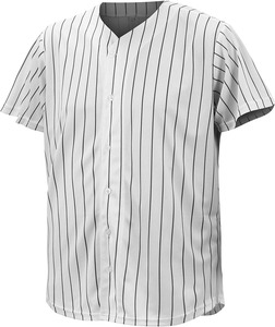 Camiseta Deportiva de Béisbol para Hombre, Blanca con Rayas Finas, Manga Corta, Cierre de Botones, Malla de Poliéster que Absorbe la Humedad, Corte Regular - Product Image 2