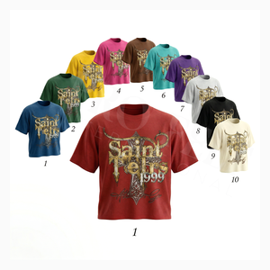 Camiseta con Cuello Redondo, 100% Algodón, Estilo Hip Hop, Transpirable, Último Diseño, Ropa Urbana, Hombros Caídos, Tallas Grandes, Cómoda, Impresión DTG, Logotipo Personalizado - Product Image 1