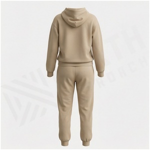 100% Cotton Women Midweight Fleece 2-Piece <b>Vintage</b> Hooded Sweatpants & Jacket Set Fall Winter Jogger <b>Tracksuit</b> - Product Image 2