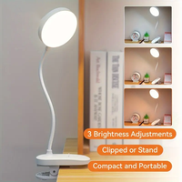 Lampe de bureau LED rechargeable OEM en gros, à clipser, avec col de cygne flexible, intensité réglable, protection oculaire, pour lecture au chevet, dortoir et étude