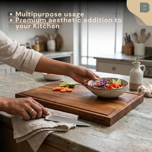 Grande planche à découper en bois rectangulaire avec poignée, planche de préparation pour la cuisine, pour la maison, les restaurants, la restauration - Product Image 5