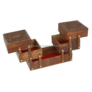 Caja de Joyería de Madera de Estilo Tradicional, Caja de Almacenamiento Decorativa para Regalos, Estuche para Joyas y Recuerdos - Product Image 1