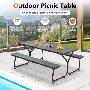 Table de pique-nique d'extérieur de 6 pieds avec bancs, ensemble de jardin pour 6 à 8 personnes, référence 13472895 - Product Image 5
