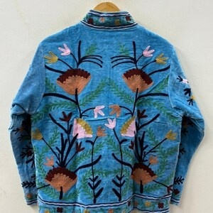 Designer Boho Velvet Suzani Jacket Hand Embroidered Vintage Ethnic <b>Coat</b> Statement Fashion Wear - Product Image 2