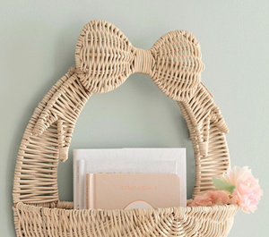 Panier mural en rotin au design adorable, look mignon, idéal pour la chambre de bébé et d'enfant, parfait pour organiser les fournitures. - Product Image 4