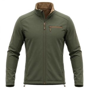 <b>Men's</b> Olive <b>Green</b> Fleece <b>Jacket</b> Stand Collar <b>Waterproof</b> Windproof Polyester Zipper Outdoor Casual Autumn Winter Sportswear - Product Image 1