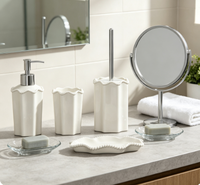 Ensemble d'accessoires de salle de bain en céramique 5 pièces, kit de bain décoratif avec distributeur de savon pour la maison et l'hôtel