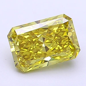 Diamante amarillo de corte esmeralda, cultivado en laboratorio, gema suelta, forma excelente - Product Image 2