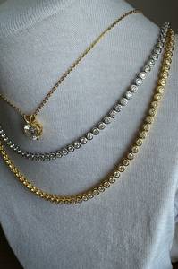 Collier tennis en moissanite serti clos, en argent sterling 925 plaqué or 14 carats, bijoux de luxe pour femme, collier statement - Product Image 5