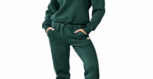 Ensemble de survêtement 2 pièces respirant 100 % coton pour femme avec pull demi-zip et pantalon de jogging pour l'automne - Product Image 5