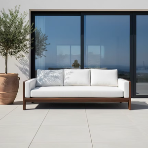 Commercial Grade 2 Seater Solid <b>Wood</b> <b>Sofa</b> Miku Outdoor Seating Minimalist Design Water Resistant Durable for Cafe Restaurant - Product Image 6