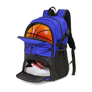 Sac à dos de sport en nylon bleu avec compartiment pour ballon de basket et poche à chaussures, capacité 30-40L pour activités de plein air - Product Image 1