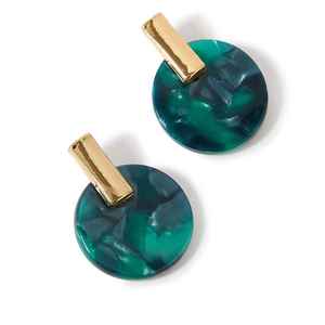 Emerald <b>Resin</b> Disc Stud Earrings Modern Drop Earrings Handmade Round Earrings Gold Accent Jewelry for Women <b>Resin</b> <b>Crafts</b> - Product Image 2