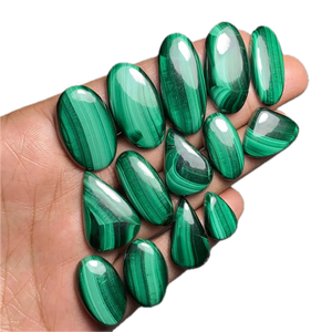 Cabochons en malachite, formes ovales, carrées, en forme de poire, triangulaires, rondes et autres formes, pierres précieuses en vrac - Product Image 4