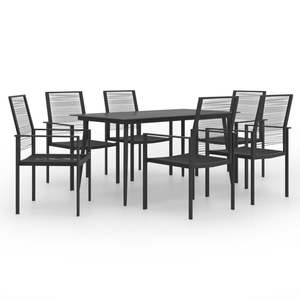 Grand ensemble de salle à manger rectangulaire durable avec table en verre noir, collection de meubles de jardin - Product Image 1