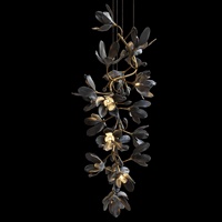 Lustre de fleur moderne OEM personnalisé fleur en céramique finition or branches lustre éclairages pour la maison