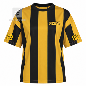 Custom NCBW 100 <b>Black</b> <b>Women</b> Sweatshirt Striped Short Sleeve <b>black</b> & gold Casual Style for female with polyester lining - Product Image 1