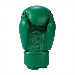 8oz Leather Boxing Gloves Green Training Gloves Adjustable <b>Velcro</b> Wrist <b>Strap</b> Universal Size S for Boxing - Product Image 6