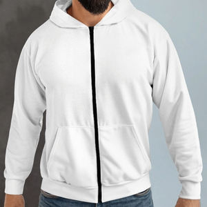Veste zippée oversize en mélange de coton, coupe ajustée, sweat à capuche sport avec fermeture éclair noire, sweat à capuche unisexe personnalisé entièrement zippé en polaire - Product Image 5