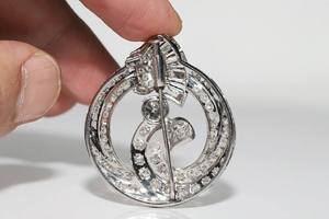 Luxury <b>Art</b> Nouveau Brooch <b>Pin</b> 925 Silver Moissanite Multi Shape Diamond Antique Style Jewelry for Women Elegant Party Gift - Product Image 2