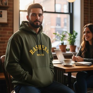 Sudadera con Capucha para Hombre Rasheed Mfg Co, Logotipo Bordado, Verde Oliva, Corte Regular, Felpa Francesa de Algodón, Estampado Personalizado - Product Image 5