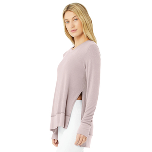 Haut de sport à manches longues et col rond pour femme, tissu extensible doux, coupe asymétrique, idéal pour le yoga, le fitness et la course à pied - Product Image 4