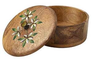 Nouvelle boîte à chapati en bois au design incroyable, boîte à riz, garde les aliments au chaud, écologique, plats de cuisson, passe au lave-vaisselle, 20 cm - Product Image 3