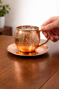 Taza de Cobre Estilo Vintage con Asa de Metal Sólido, Ecológica, para Restaurantes, Hoteles, Cafeterías, Bares, Cócteles - Taza de Regalo Personalizada - Product Image 6