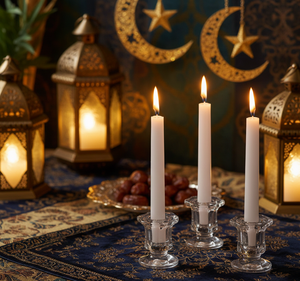 Ensemble de bougies coniques élégantes en cire de soja et paraffine blanches, sans fumée, non parfumées, pour le Ramadan, les célébrations de l'Aïd, les mariages, Pâques - Product Image 1