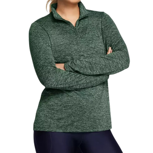 OEM ODM Breathable Active Stretch Women Yoga <b>Jacket</b> Full Zip Cowl Neck Regular Fit Long Sleeve Athletic <b>Workout</b> Gym Wear Button - Product Image 4