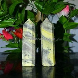 Venta al por mayor de cristales de piedra natural superventas curación piedras preciosas oro brillo obsidiana 8 lado facetado a granel Torre punto obelisco varitas - Product Image 4