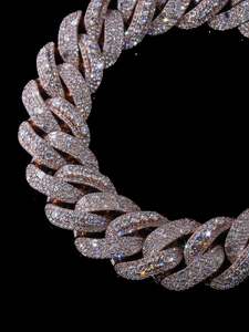 Collar de Cadena de Oro de 22K para Hombre con Moissanita, Corte Brillante Redondo, Engaste en Canal, Estilo Hiphop, Cadena de Eslabones para Uso Diario - Product Image 4