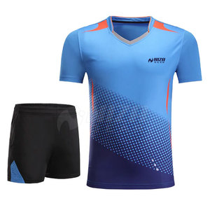 Ensemble d'uniformes de volley-ball pour hommes, imprimé bleu et orange, vêtements de sport respirants en polyester, taille adulte NIZA GEAR NG-VU-07 - Product Image 2