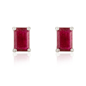 14K Solid Gold Ruby Solitaire Stud Earrings for Everyday Wear - Product Image 2